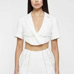 Woman Jackets Corset Blazer Jacket - White/Beige