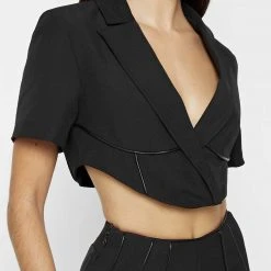 Woman Jackets Corset Blazer Jacket - Black