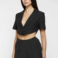 Woman Jackets Corset Blazer Jacket - Black