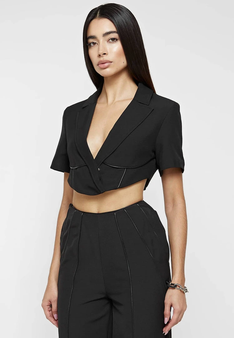 Woman Jackets Corset Blazer Jacket - Black