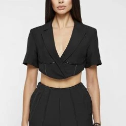 Woman Jackets Corset Blazer Jacket - Black