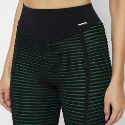 Woman Trousers Knitted Contour Trousers - Black/Green