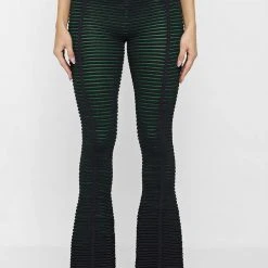 Woman Trousers Knitted Contour Trousers - Black/Green