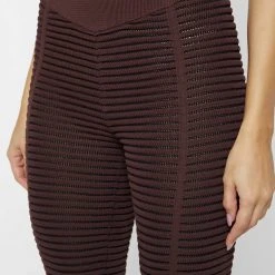 Woman Trousers Knitted Contour Trousers - Brown/Black