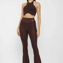 Woman Trousers Knitted Contour Trousers - Brown/Black