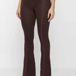 Woman Trousers Knitted Contour Trousers - Brown/Black