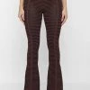 Woman Trousers Knitted Contour Trousers - Brown/Black