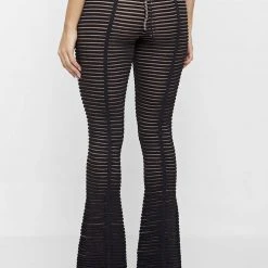 Woman Trousers Knitted Contour Trousers - Black/Taupe
