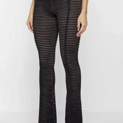 Woman Trousers Knitted Contour Trousers - Black/Taupe