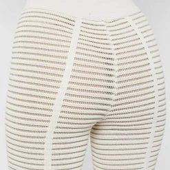 Woman Trousers Knitted Contour Trousers - Off White/Beige