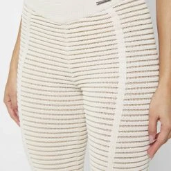 Woman Trousers Knitted Contour Trousers - Off White/Beige