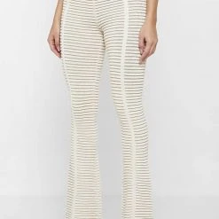 Woman Trousers Knitted Contour Trousers - Off White/Beige
