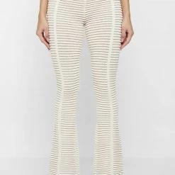 Woman Trousers Knitted Contour Trousers - Off White/Beige