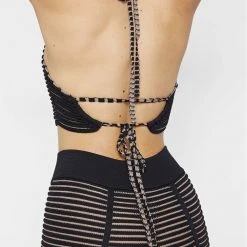 Woman Tops TOPS & T SHIRTS Knitted Contour Halterneck Top - Black/Taupe