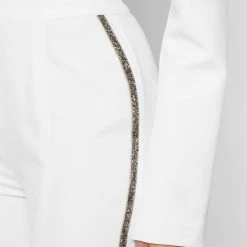 Woman Trousers Embellished Trousers - White
