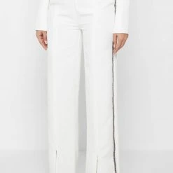 Woman Trousers Embellished Trousers - White