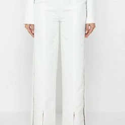 Woman Trousers Embellished Trousers - White