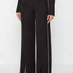 Woman Trousers Embellished Trousers - Black