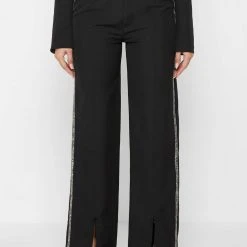 Woman Trousers Embellished Trousers - Black