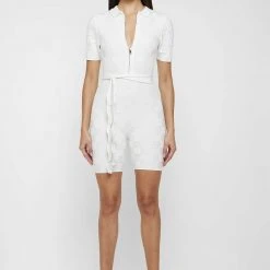 Woman Jumpsuits Chequerboard Knitted Playsuit - White JUMPSUITS & PLAYSUITS