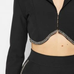 Woman Jackets CO-ORDS Embellished Cropped Blazer - Black