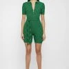 Woman Jumpsuits JUMPSUITS & PLAYSUITS Chequerboard Knitted Playsuit - Green