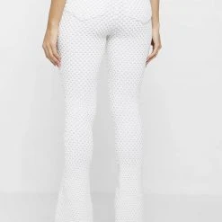 Woman Trousers Bubble Knit Trousers - White