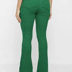 Woman Trousers Bubble Knit Trousers - Green
