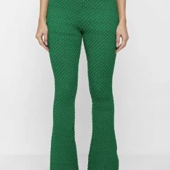 Woman Trousers Bubble Knit Trousers - Green