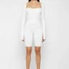 Woman Jumpsuits Pleated Vegan Leather & Bandage Playsuit - White JUMPSUITS & PLAYSUITS