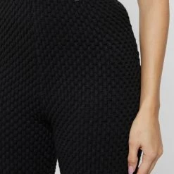Woman Trousers Bubble Knit Trousers - Black