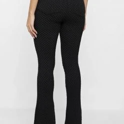 Woman Trousers Bubble Knit Trousers - Black