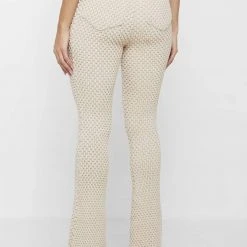 Woman Trousers Bubble Knit Trousers - Beige