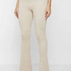 Woman Trousers Bubble Knit Trousers - Beige