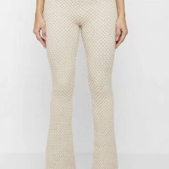 Woman Trousers Bubble Knit Trousers - Beige