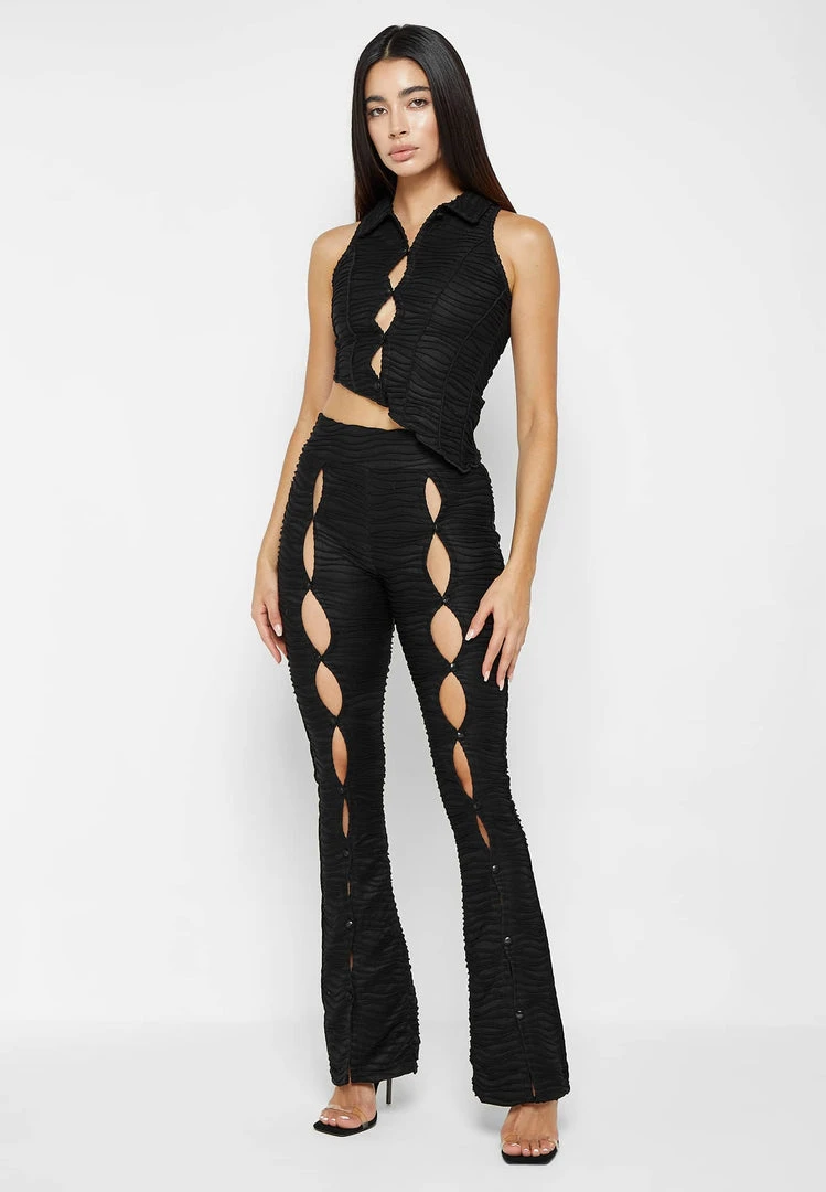 Woman Tops Asymmetric Shirred Mesh Top - Black