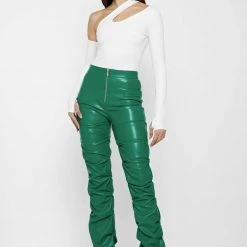 Woman Tops Asymmetric Bodysuit With Sleeve - White