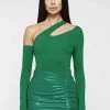 Woman Tops Asymmetric Bodysuit With Sleeve - Green