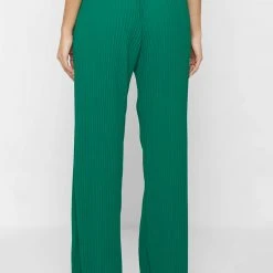 Woman Trousers Pleated Wide Leg Trousers - Green