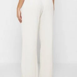 Woman Trousers Pleated Wide Leg Trousers - Cream