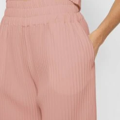 Woman Trousers Pleated Wide Leg Trousers - Pink
