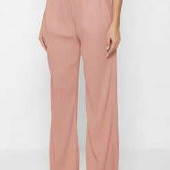 Woman Trousers Pleated Wide Leg Trousers - Pink