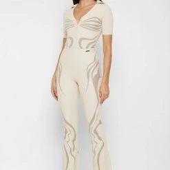 Woman Tops BODYSUITS Limited Edition Ribbed Polo Bodysuit - Beige