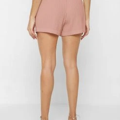 Woman Shorts Pleated High Waisted Shorts - Pink