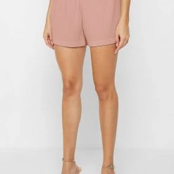 Woman Shorts Pleated High Waisted Shorts - Pink