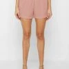 Woman Shorts Pleated High Waisted Shorts - Pink