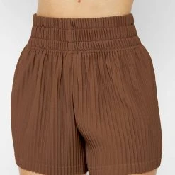 Woman Shorts Pleated High Waisted Shorts - Brown