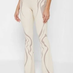 Woman Leggings Limited Edition Ribbed Fit & Flare Leggings - Beige