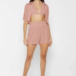 Woman Swim Pleated Bikini Top - Pink