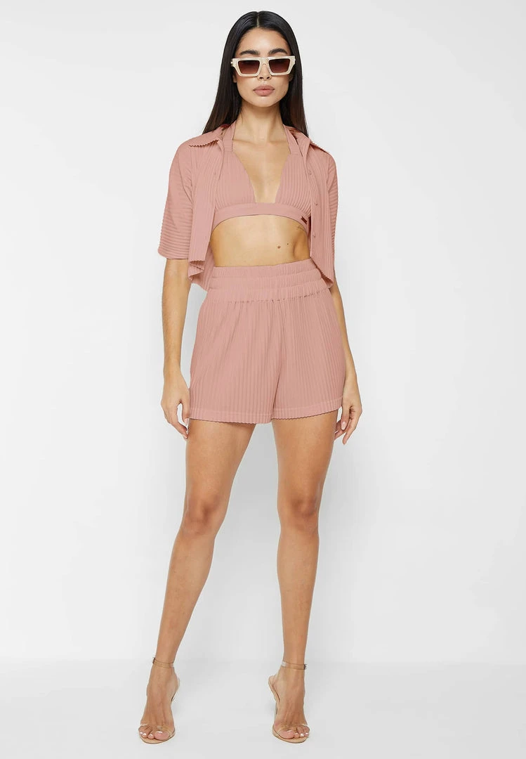 Woman Swim Pleated Bikini Top - Pink